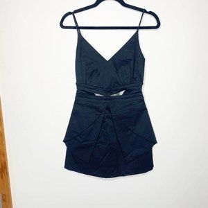 NWT Farm Rio Black V Neck Cut Out Black Mini Dress